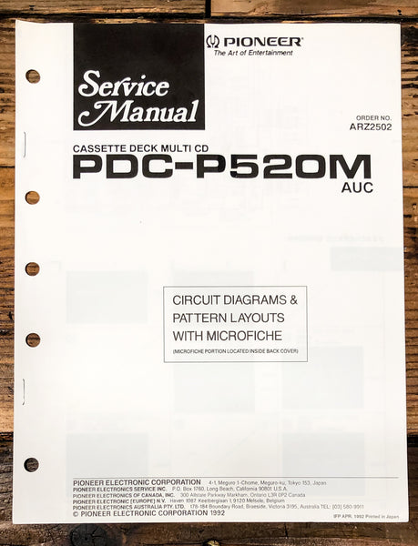Pioneer PDC-P520M Cassette Service Manual *Original*