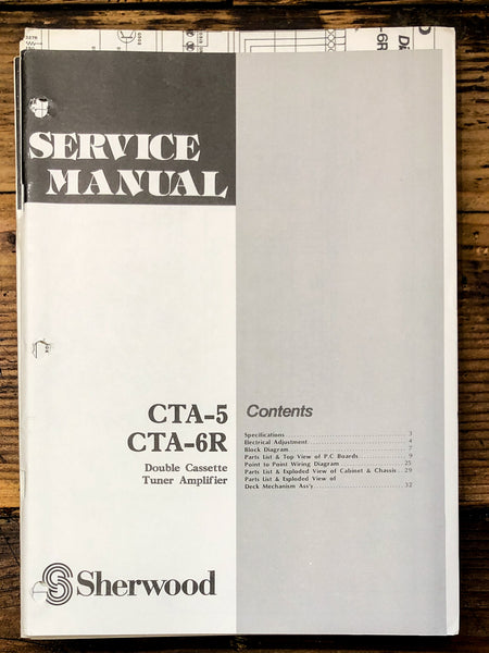 Sherwood CTA-5 CTA-6R Stereo  Service Manual *Original*