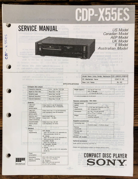 Sony CDP-X55ES CD Player  Service Manual *Original*