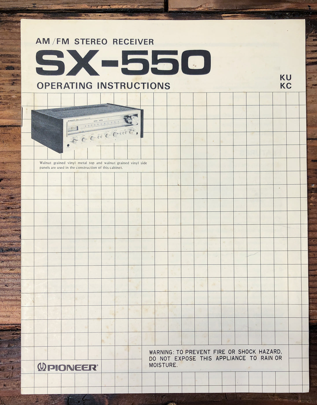 Pioneer SX-550 Receiver Owners / User Manual *Original*