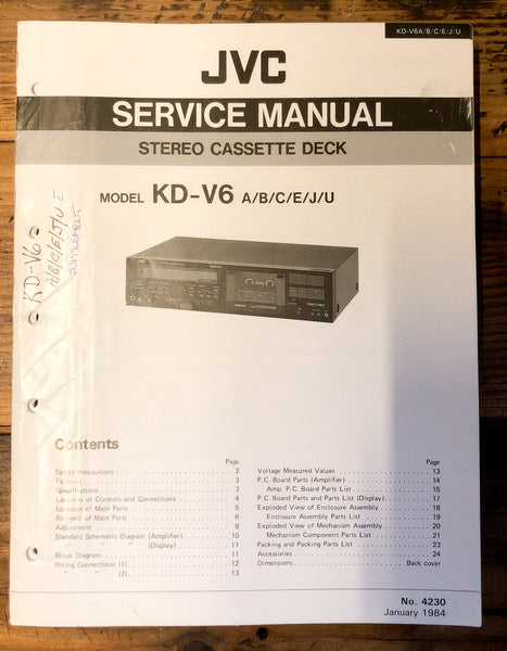 JVC KD-V6 Cassette  Service Manual *Original*