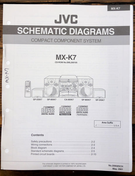 JVC MX-K7 Stereo Schematic Diagram Service Manual *Original*