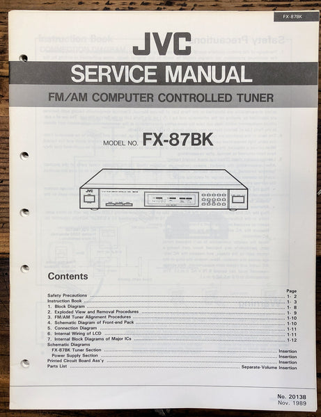 JVC FX-87 BK Tuner  Service Manual *Original*