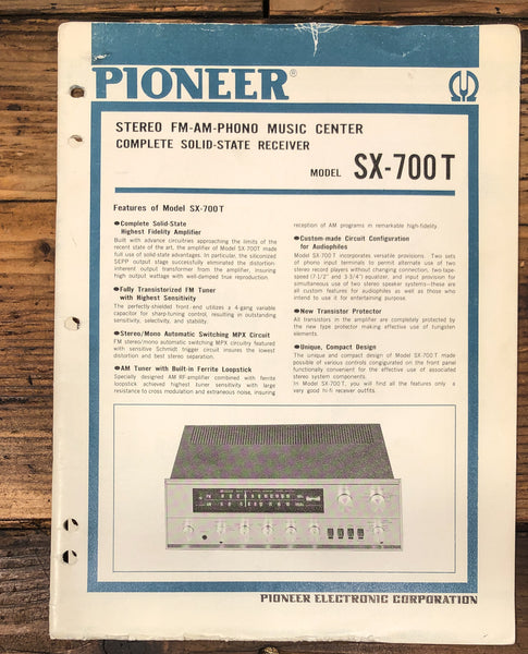 Pioneer SX-700T Receiver Service Manual *Original*