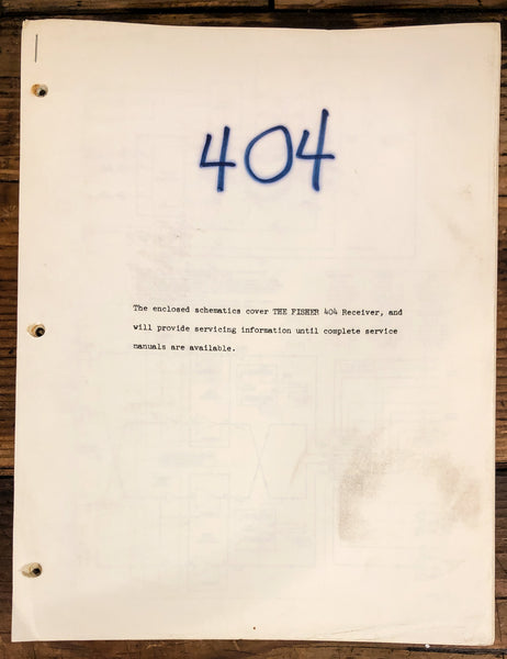 Fisher 404   Service Manual *Original*