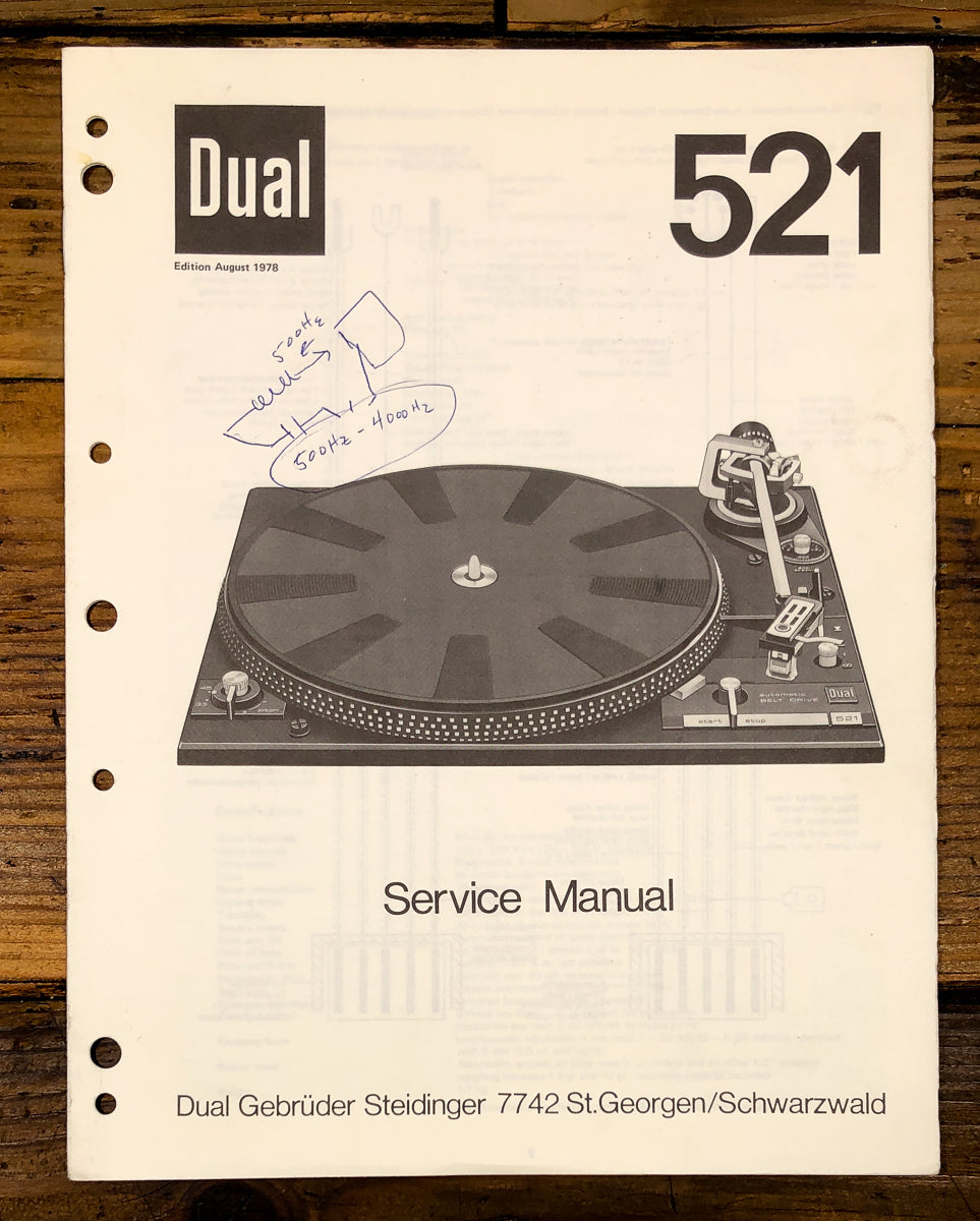 Dual Model 521  Service Manual *Original*