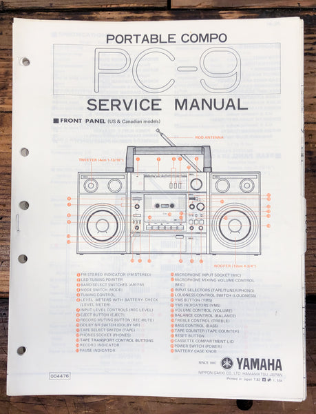 Yamaha PC-9 Portable Stereo / Radio  Service Manual *Original*