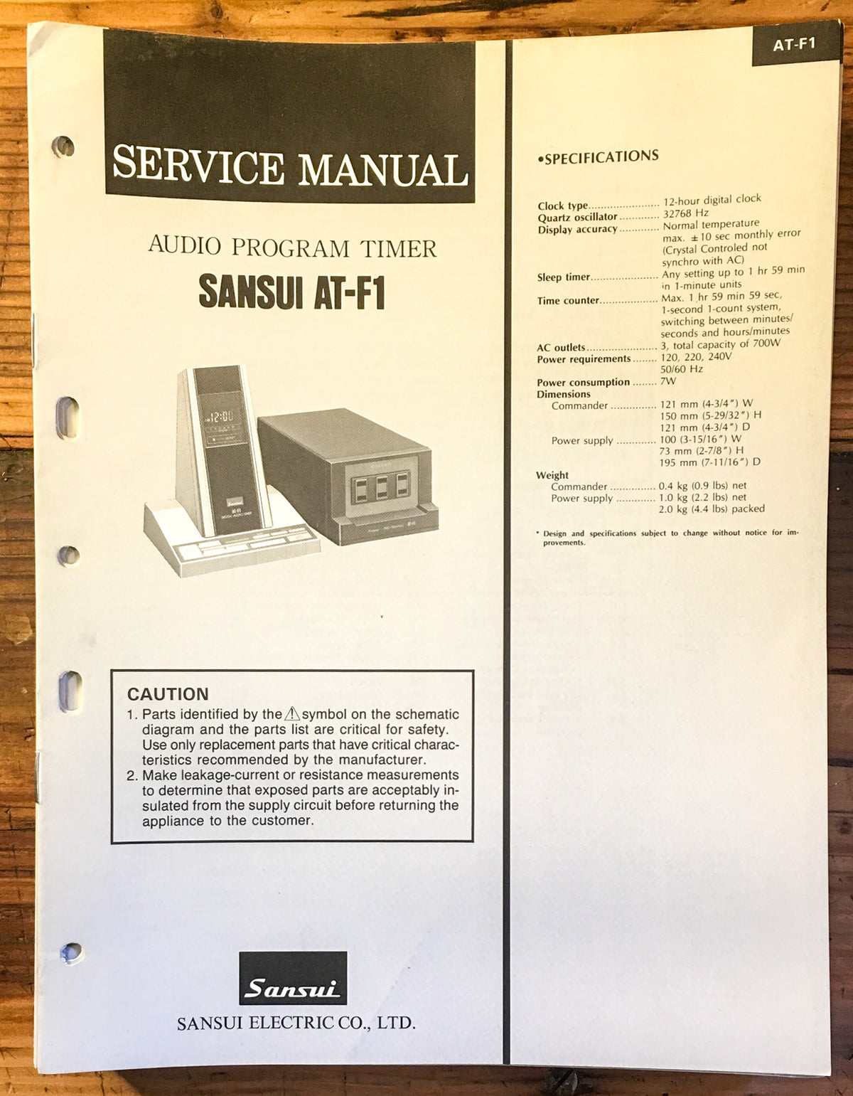 Sansui AT-F1 Timer Service Manual *Original*