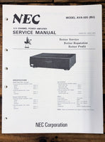 NEC AVA-505 Amplifier  Service Manual *Original*