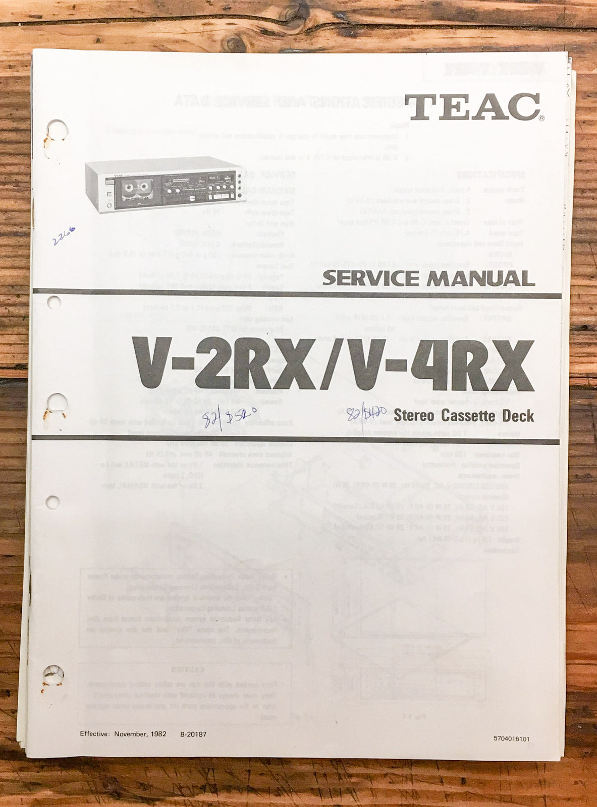 Teac V-2RX V-4RX Cassette  Service Manual *Original*