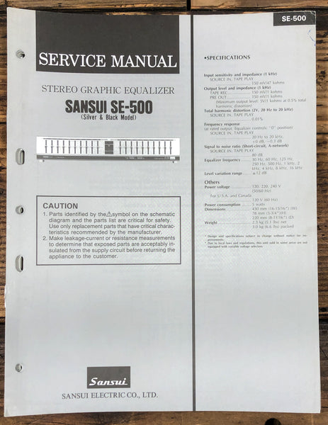 Sansui SE-500 Equalizer  Service Manual *Original*