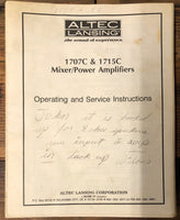 Altec Lansing 1707C 1715C Amplifier  Owners Manual & Schematic *Orig*