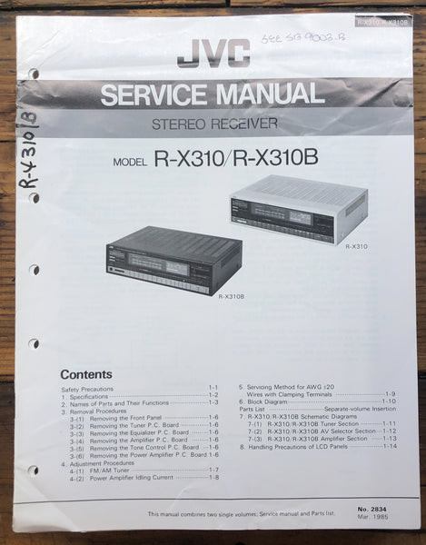 JVC RX-X310 RX-310 B Receiver  Service Manual *Original*