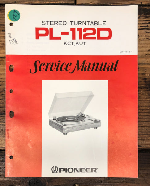 Pioneer PL-112D Record Player / Turntable Service Manual *Original*