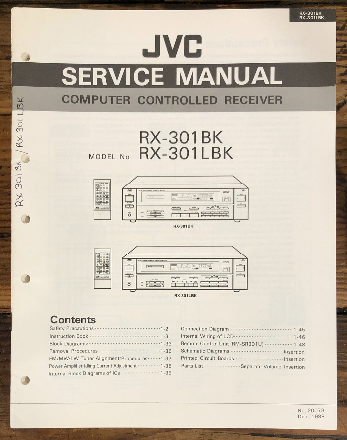 JVC RX-301 BK LBK Receiver  Service Manual *Original*