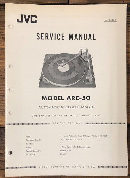 JVC ARC-50 Record Player / Turntable  Service Manual *Original*