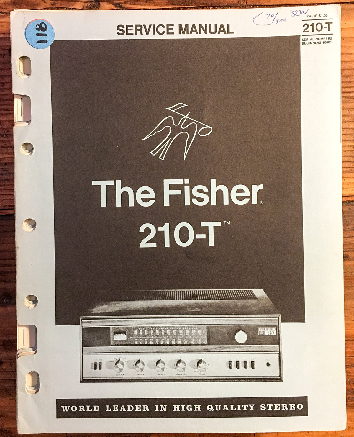Fisher Model 210-T Receiver  Service Manual *Original*
