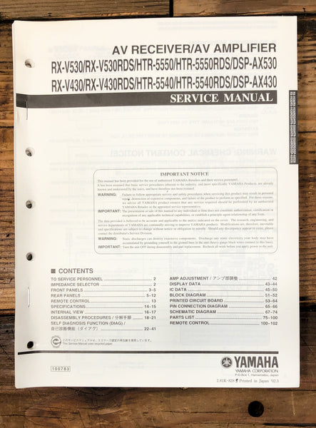 Yamaha RX-V530 HTR-5550 DSP-AX530 Receiver  Service Manual *Original*