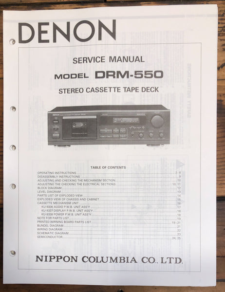 Denon DRM-550 Cassette  Service Manual *Original*