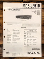 Sony MDS-JE510 MD Player Service Manual *Original*