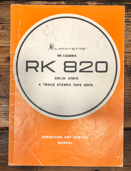Lafayette RK-820 RK 820 Tape Deck Owners / User Manual *Original*