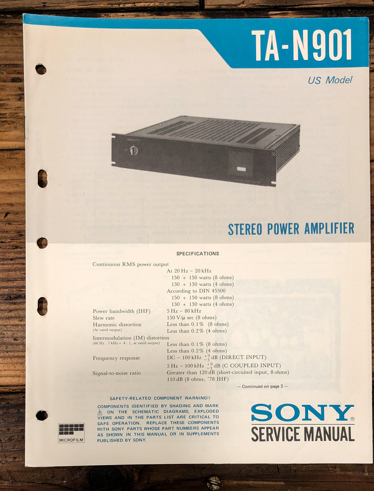 Sony TA-N901 Amplifier Service Manual *Original*
