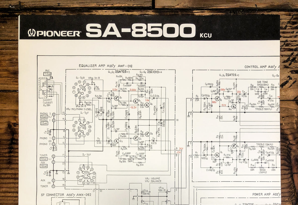 Pioneer SA-8500 KU Amplifier Fold Out Schematic *Original*