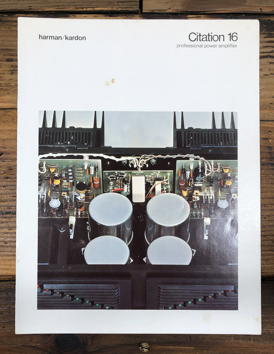 HK Harman Kardon Citation 16 Amplifier 8 pg Dealer Brochure *Original*