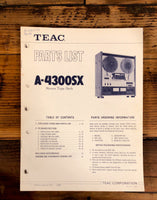 Teac A-4300SX Reel to Reel Parts List Service Manual *Original*