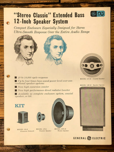 General Electric LX-2 LT-2 LW-12 Speaker System Data Sheet  *Original*
