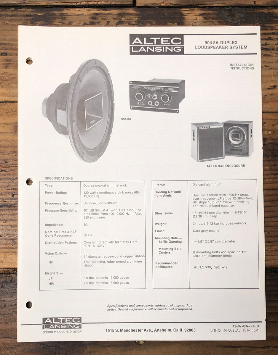 Service Manual *Original* – Vintage Audio Store - Vintage Service ...