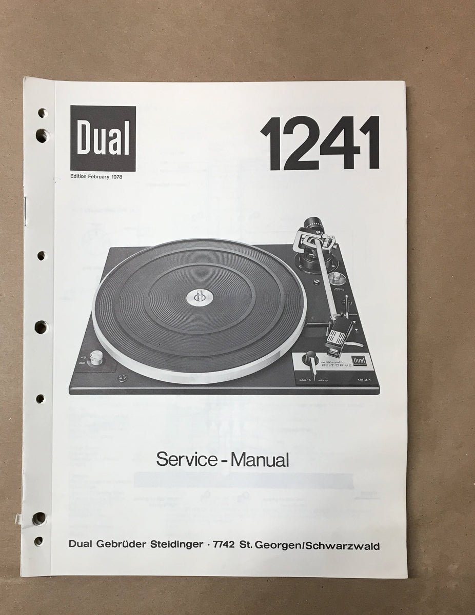 Dual Model 1241 Record Player / Turntable Service Manual *Original*