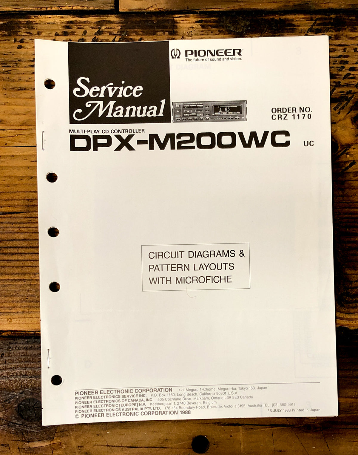 Pioneer DPX-M200WC M200 WC CD Controller Service Manual *Original*