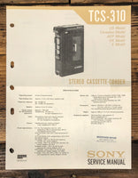 Sony TCS-310 Cassette Service Manual *Original*