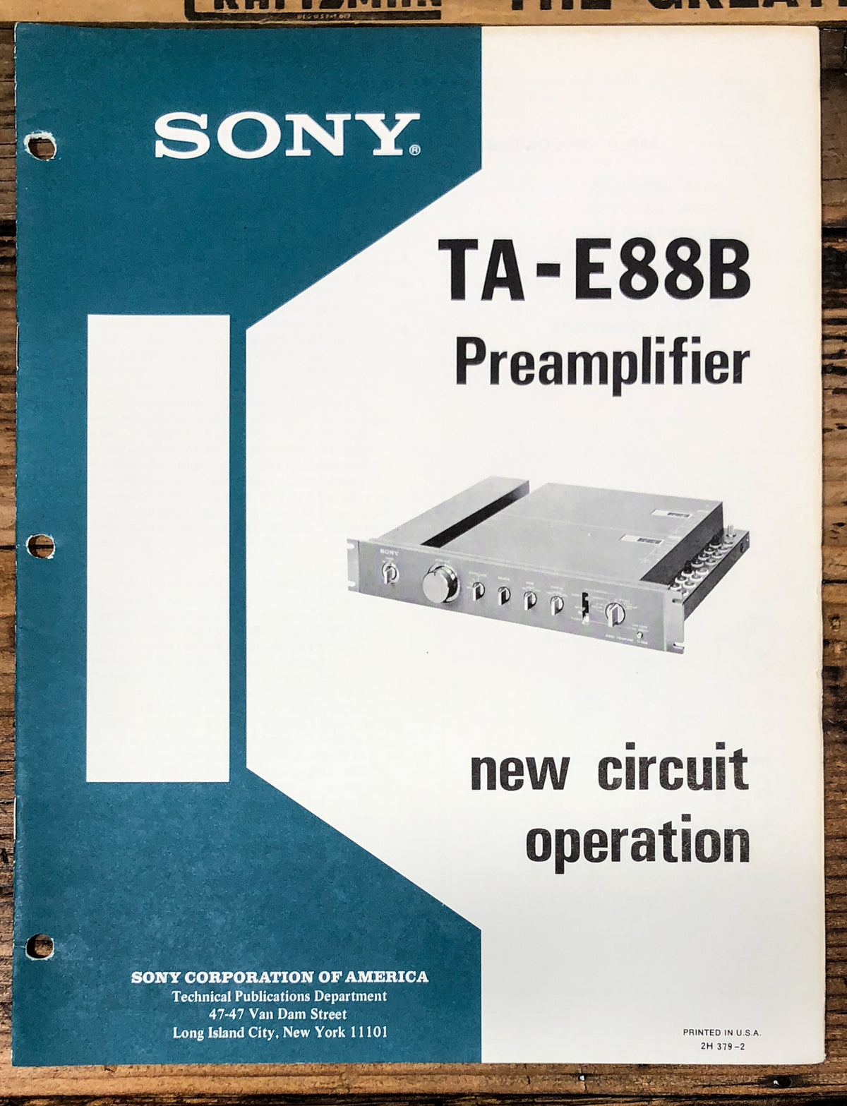 Sony TA-E88B Preamp / Preamplifier New Circuit Operation Manual  *Original*