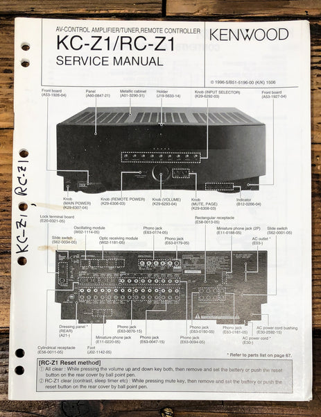 Kenwood KC-Z1 RC-Z1 Amplifier Service Manual *Original*