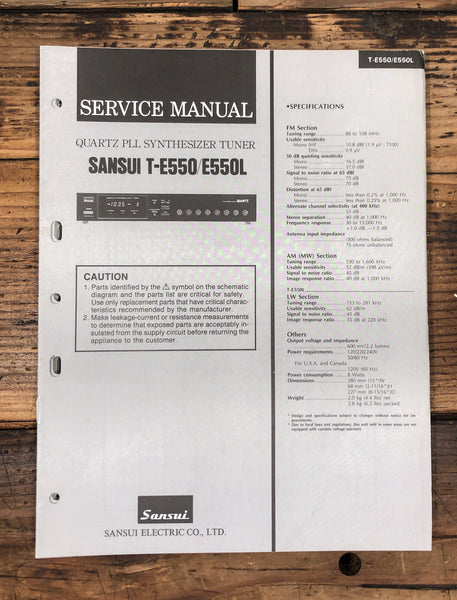 Sansui T-E550 T-E550L Tuner  Service Manual *Original*