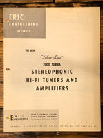 Eric Engineering 2157 Tuner 2459 2460 2160 Amp  HiFi 3pg Brochure  *Original*