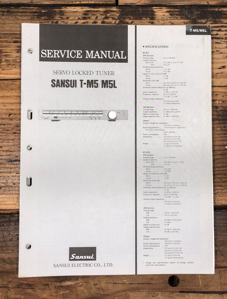 Sansui T-M5 T-M5L Tuner  Service Manual *Original*