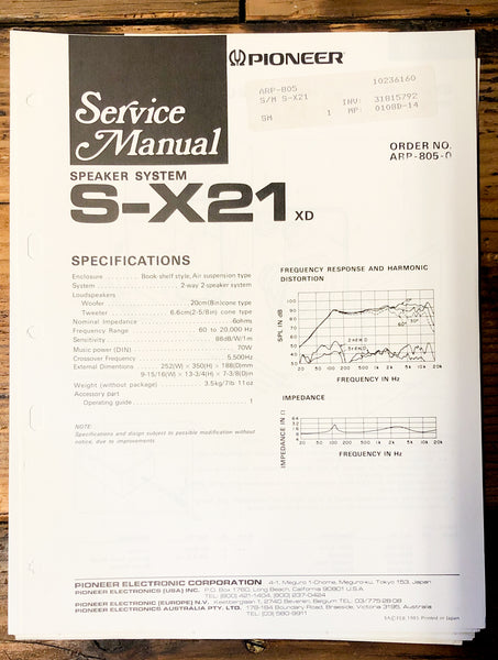 Pioneer CS-X21 Speaker  Service Manual *Original*