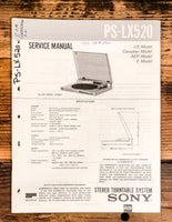 Sony PS-LX520 Record Player / Turntable  Service Manual *Original*