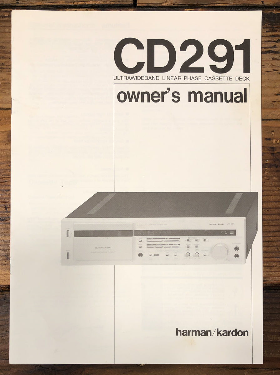 Harman Kardon HK CD-291 CD291 Cassette Owners / User Manual *Original*