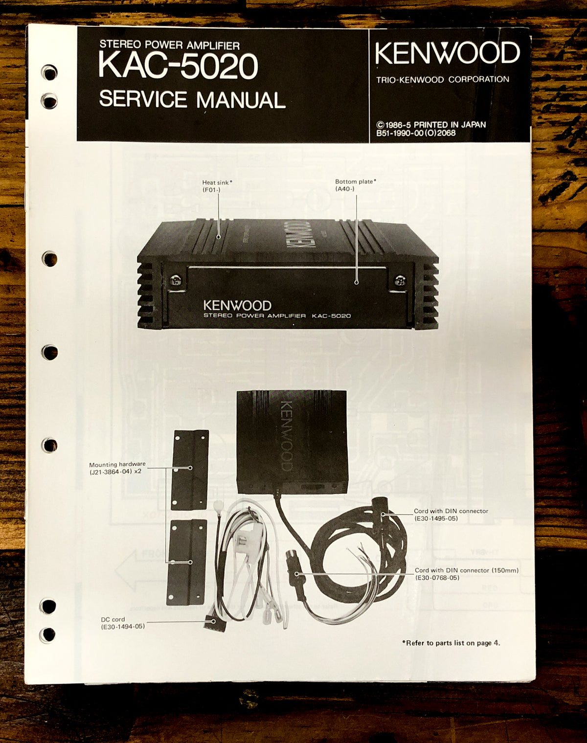 Kenwood KAC-5020 Amplifier  Service Manual *Original*