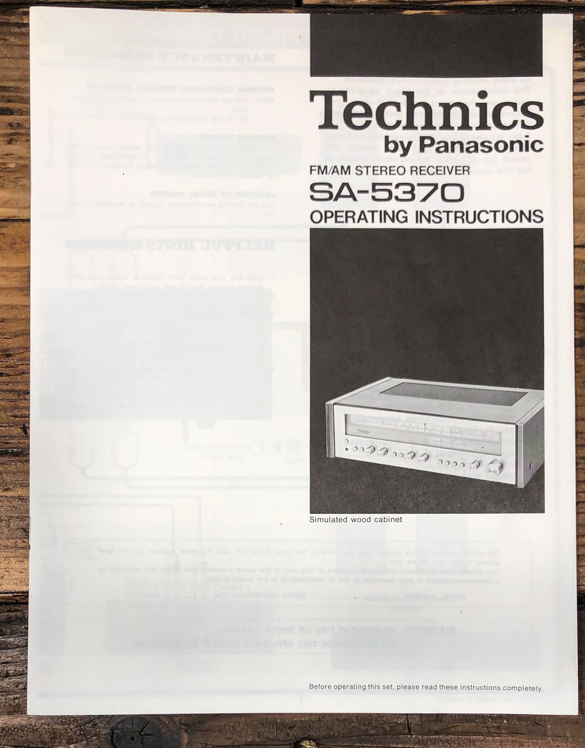 Technics SA-5370 Receiver Owners / User Manual *Original*