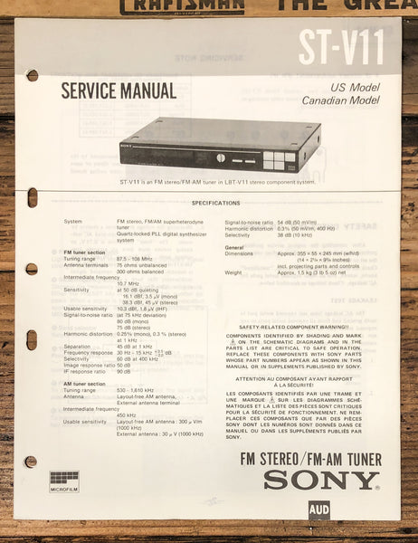 Sony ST-V11 Tuner  Service Manual *Original*