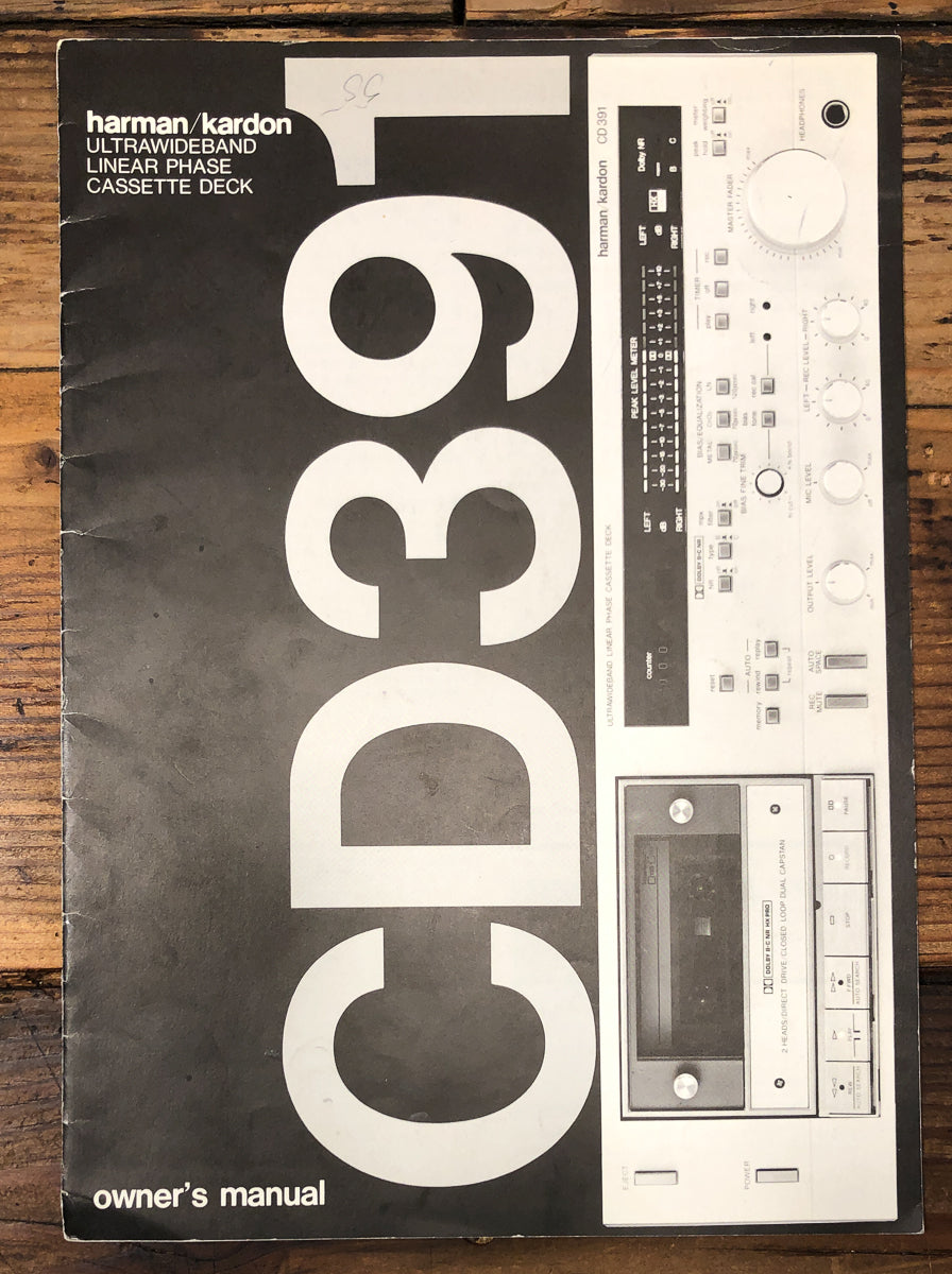 Harman Kardon HK CD-391 CD391 Cassette Owners / User Manual *Original*