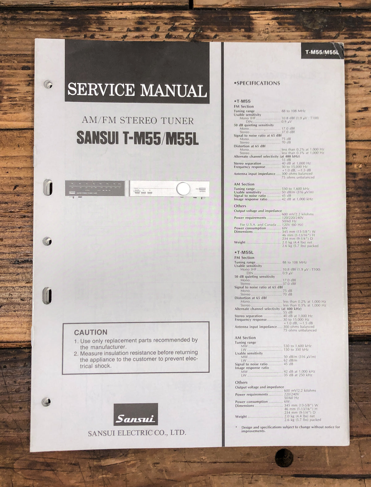 Sansui T-M55 T-M55L Tuner  Service Manual *Original*
