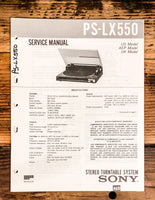 Sony PS-LX550 Record Player / Turntable  Service Manual *Original*