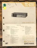Sony TC-U20 Receiver Service Manual *Original*