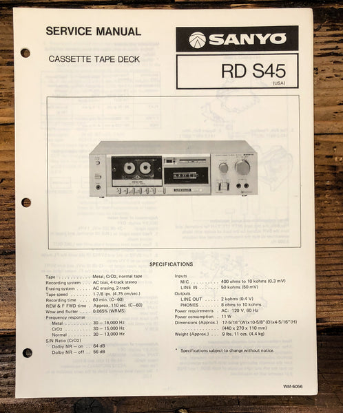 Sanyo RD S45 RD-S45 Cassette Service Manual *Original*